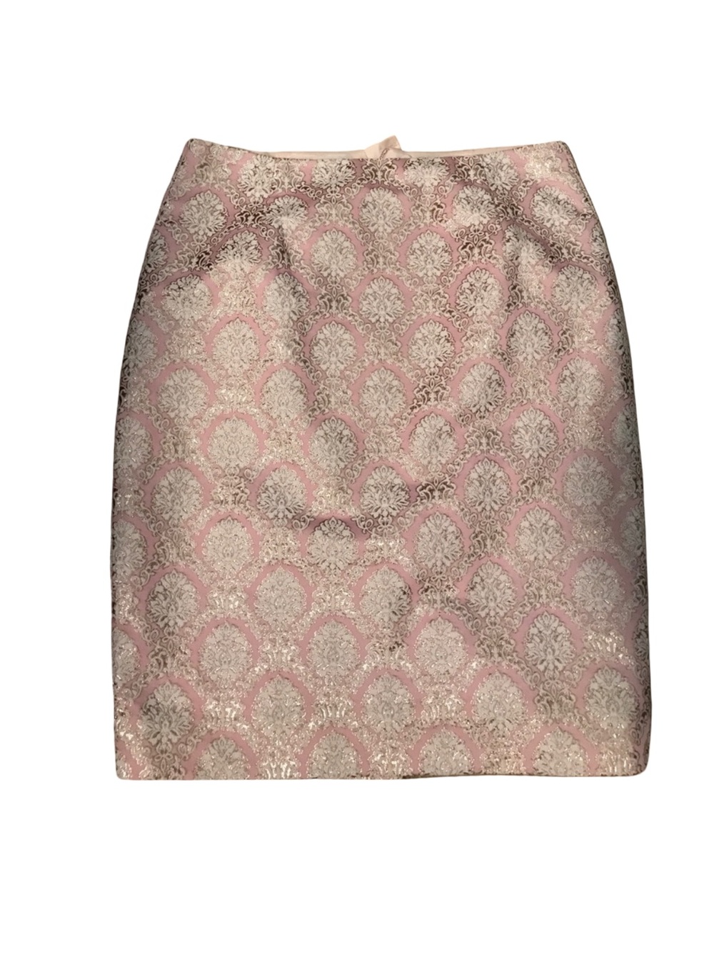 Etcetera Brocade Pencil Skirt Pink Gold Metallic Size 6